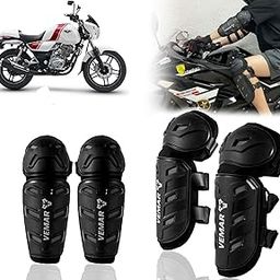 Auto Pearl Motorcycle Knee Shin Guards Elbow Pads, 4 in 1 Monstor Style Knee Shin Safe Protection Armor for Moto Cycling Racing compatible with V15 (Black, 4Pcs)-image-78