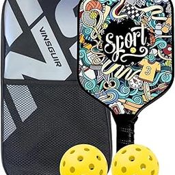 Pickleball Paddle Set – USAPA Approved Carbon Fiber Pickle Ball Rackets for Pros, Lightweight Graphite & Carbon Fiber Paddles with Honeycomb Core, 1 Padels, 2 Balls & Carry Bag (Orange)-image-77