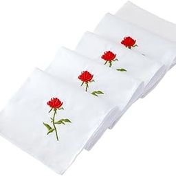 Shree adodhya women hankerchief with red roses embroidery. set of 5.-4