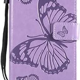 TROUNCE Butterfly Embossing Shock Proof Flip Cover with Card Cash Holder Wallet Case & Magnetic Lock|Mobile Cover|Back Cover for Samsung Galaxy A14 5G- Purple-18