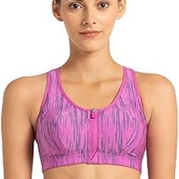MI02 Sports Bra | Wirefree | Padded | Full Coverage | Printed | Racer Back Front Zipper Styling | Microfiber Elastane Fabric-picture-29