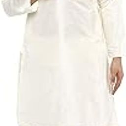 Men's Art Silk Embroidered Kurta Pajama Set Thread Work Ethnic Motifs Festive Party Dress (KP001offwhite_Off White_S)-image-102