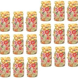 AT Traders White Golden Floral Design with Big Beads Handle Potli Batwa Bag Bridal Purse Women Handbag Shagun Pouch Return Gifts Beads Handle, (Pack of 18)-37