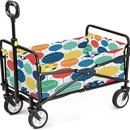 Collapsible Wagon Seamless Decorative Balloon on White Adjustable Portable Utility Folding Cart with Wheels Outdoor Garden Shopping Camping Heavy Duty Grocery Wagon-image-71