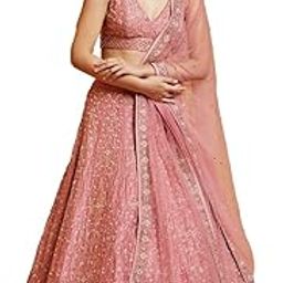 Women's Pink Malai Silk Semi-Stitched Lehenga Choli Set With Sequins Embroidered Work-picture-11