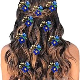 Artificial Plastic Flower with Pearl and Stone Design Hairpin/Hair Clip/Judabun | Bridal Hair Accessories for Wedding, Festival for Women & Girls - 2206, Combo of 10-image-13