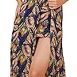 Women Navy Blue & Pink Leaf Print Jumpsuit-image-6