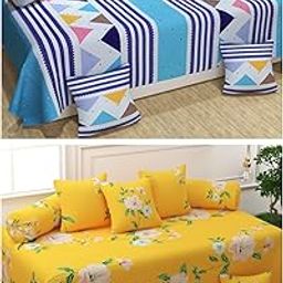 CHHILAKIYA Supper Soft Printed Polycotton 8 Piece diwan Set Combo -(2 diwan bedsheet, 10 Cushion Covers, 4 Bolster Covers, Multicolor)-image-88