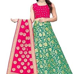 Girl's Staylis Banarsi Jacquard Soft Silk Bridal Fully Stitched Lehanga Choli With Dupatta Set.-picture-25