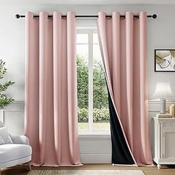 HOMEMONDE Blackout Curtains 5 Feet Long - Heavy Polyester 90% Room Darkening Curtains with Black Backing, Room Privacy and Thermal Insulation Panels Pack of 2 - (60 Inch, Solid Pink)-image-14