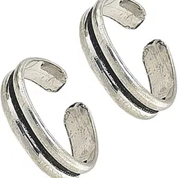 sahiba gems 925 Sterling Silver Plain Line Work Leg Fingers Toe Rings/Chandi Bichiya ~ Pack in 2 Pieces-picture-47