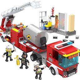 Teksbar Fire Rescue Emergency Vehicle Building Blocks Set – Plastic Fire Engine Bricks Toy Kit for Kids (DIY STEM, Age 6+)-0