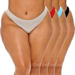 Women's Daily Use Low Rise Muticolored Cotton Underwear Thong Panties Pack of 4-picture-13