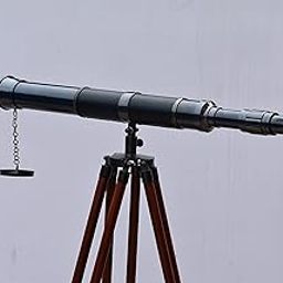 MARY NAUTICAL Vintage Black Leather Telescope with Tripod | Antique Brass Nautical Telescope for Home Decor, Bird Watching and Stargazing-image-98