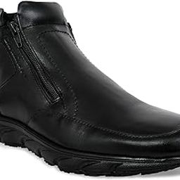 allen cooper Men’s Black Genuine Leather Ankle Boots | Side Zip Closure | Anti-Skid Lightweight Sole | Formal & Casual Wear-picture-34