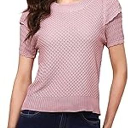 Knit Viscose Regular Fit Crew Neck Half Sleeve Top for Women (16317)-image-7