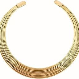 Brass Hasli Choker Necklace Gold Plated Choker Collar Necklace-image-8