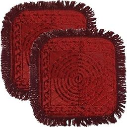 Kuber Industries (Pack of 2) Prayer Mat | Pooja Aasan For Sitting | Meditation Carpet | Velvet Aasan Mat for Pooja, Mandir | Self Design-Maroon-image-34