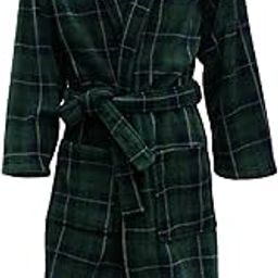 Men's Fleece Robe Green and Navy Tartan-image-68