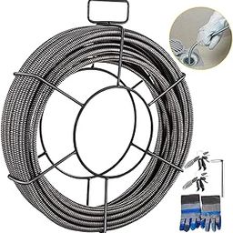 VEVOR 75 ft x 1/2 inch Solid Core Sewer Snake Clog Pipe Drain Cleaning Cable W/Four Shapes of Cutters, Black-17