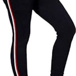 Gym wear Leggings Ankle Length Free Size Workout Trousers | Stretchable Striped Jeggings | Yoga Track Pants for Girls & Women (Black)-image-20