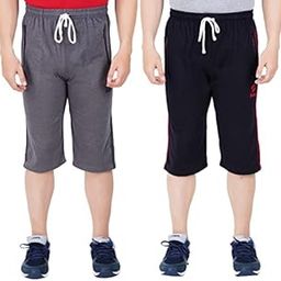 Fashion Men's Regular Fit Cotton Three Fourth Capri(Pack of 2) Multicolour-picture-26