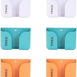 iSale24 Wall Mount Phone Holder | Self-Adhesive Phone Stand with Cable Hole | Multipurpose Mobile Rack for Bedroom, Kitchen & Office Use (Orange,White,Green-6PC)-22