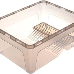 Club Bollywood®Reptile Turtle Tank Terrarium Aquarium with Ramp Platform Transparent Black-image-27