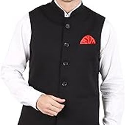 Men’s Nehru/Modi Jacket (Waistcoat) along-with Inner pocket - Premium Matty Fabric with Polyester Lining, Stylish Sleeveless Regular Fit Waistcoat for Festivals or Casuals-image-24