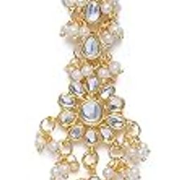 18K Gold Plated Traditional Pearl & Kundan Studded Maang Tikka for Women/Girls (T2872)-8