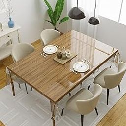 Clasiko Transparent Dining Table Protector - Crystal Clear, 4 Seater, 54x78 Inches-0
