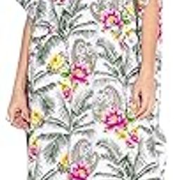 Tropical Prints 100% Imported Polyester Plus Size Women's Kaftan Dress | Beach Cover up |One Size fits All White-picture-26