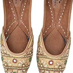 Beautiful Famous Women Punjabi Jutti | Stylish & Casual Ethnic Flats Mojari | Ladies Jooti | Golden Bellies for Girls' | Rajasthani nagra Juti with Soft Leather Crafted for Your Comfort-image-86
