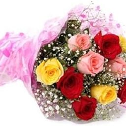 Floral Fantasy® Valentines Day Gift | Fresh Flower Bouquet of 10 Mix Roses in Cellophane Wrapping (Bunch of 10)-image-35