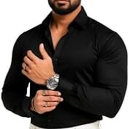 Men's Premium Slim Fit Black Shirt | Stylish Party & Formal Wear | Soft & Stretchable Fabric-image-69