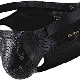 Snake Print Menswear Cutout Brief -Polyester Spandex Menswear-picture-55