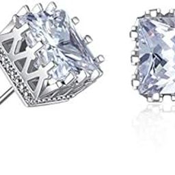 Jewellery Silver Tone Square Cubic Zirconia Stud Earrings For Men & Boys (EHY5R1)-image-4