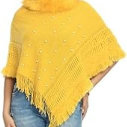Women Ladies Girls Winter Wear Round Neck Self Design Woolen Poncho -Free Size-image-27