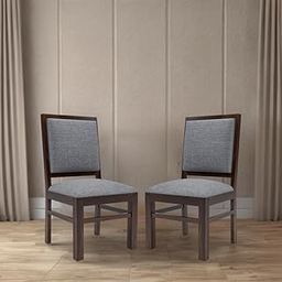HANDWOOD FURNITURE Modern Home Furniture | Solid Wood Dining Chair Set of 2 | Study Chair for Home & Office |Walnut Finish with Grey Cushions | Pre Assembled (Ready to Use)-image-53