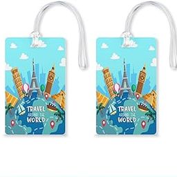 Travel Around The World (LT-01) Luggage Tags, Bag Tag Travel Id Labels Tag for Baggage Suitcases Bags with Silicon ( Pack of 2 )-image-60