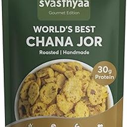 SVASTHYAA - Chana Jor Garam 220gm - Roasted Chanachur Namkeen, Healthy Snacks - No Palm Oil - Certified Organic Chana, Sea Salt, Rock Salt, Hing, Sunflower Oil (used for spraying masala) Pack of 1-image-59