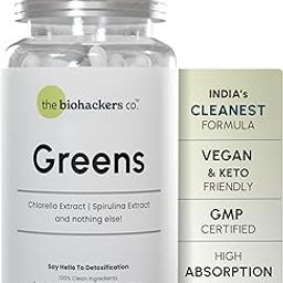 The Biohackers Co - Greens | 100% Clean Spirulina & Chlorella Superfood Supplement | Boost Immunity, Detox, and Enhance Energy | Spirulina Tablets | Pack of (1) | 30 Days Stack-image-12