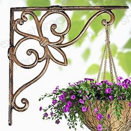 Sharpex Wall Mounted Metal Bracket | Decorative Wall Hook Plant Hanger for Hanging Pots, Bird Feeders, Flower Baskets, Planters, Lanterns, Lamps, and Wind Chimes for Indoor/Outdoor Use (Gold, 1 Pc)-50