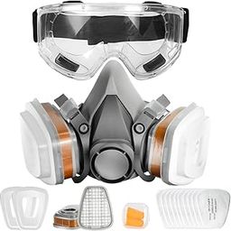 TRQWH Dust Goggles Reusable Respirator Mask with Filters for Polishing, Spraying, Dust, Construction Work, Woodworking and More-image-92