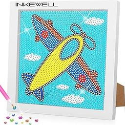 INKEWELL 5D Art and Craft Diamond gem Art Painting Kit/DIY kit for Kids/Gem Painting for Kids with Complete Tools and Frame Aeroplane-image-64