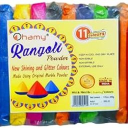 hamy® Original Natural Marble Stone Colour Rangoli Powders (Shining and Glitter Colours Set of 11 / Each 200 Grams)-image-87