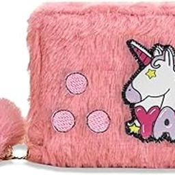 Pink Unicorn Fur Soft Plush Wallet Clutch Purse with Zipper, 3 Compartments, Includes Coin Pocket, Whimsical Style, Women's Wallet-picture-26