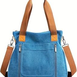 Canvas Tote Bag for Women Aesthetic Large Capacity Shoulder Bag with Multi-Compartments Satchel Handbags with Detachable Strap hobo bags for Women for Office, College and Travel-9