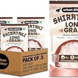urban platter Shirataki Long-Grain Rice (Pack of 3) (Keto-Friendly | Low-Carb | Low-Calories | Fat-Free | Gluten-Free | Konjac Miracle Rice, 220 gram)-image-78