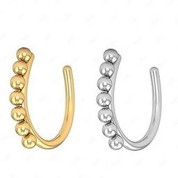FASHIONS Beads Design Nose Pin Clip on Without Piercing Pressing Type Noserings for Women & Girls-image-88